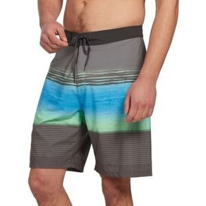 Hurley Men’s Phantom Gray Blue Green Overspray 20” Board Shorts Size 30
